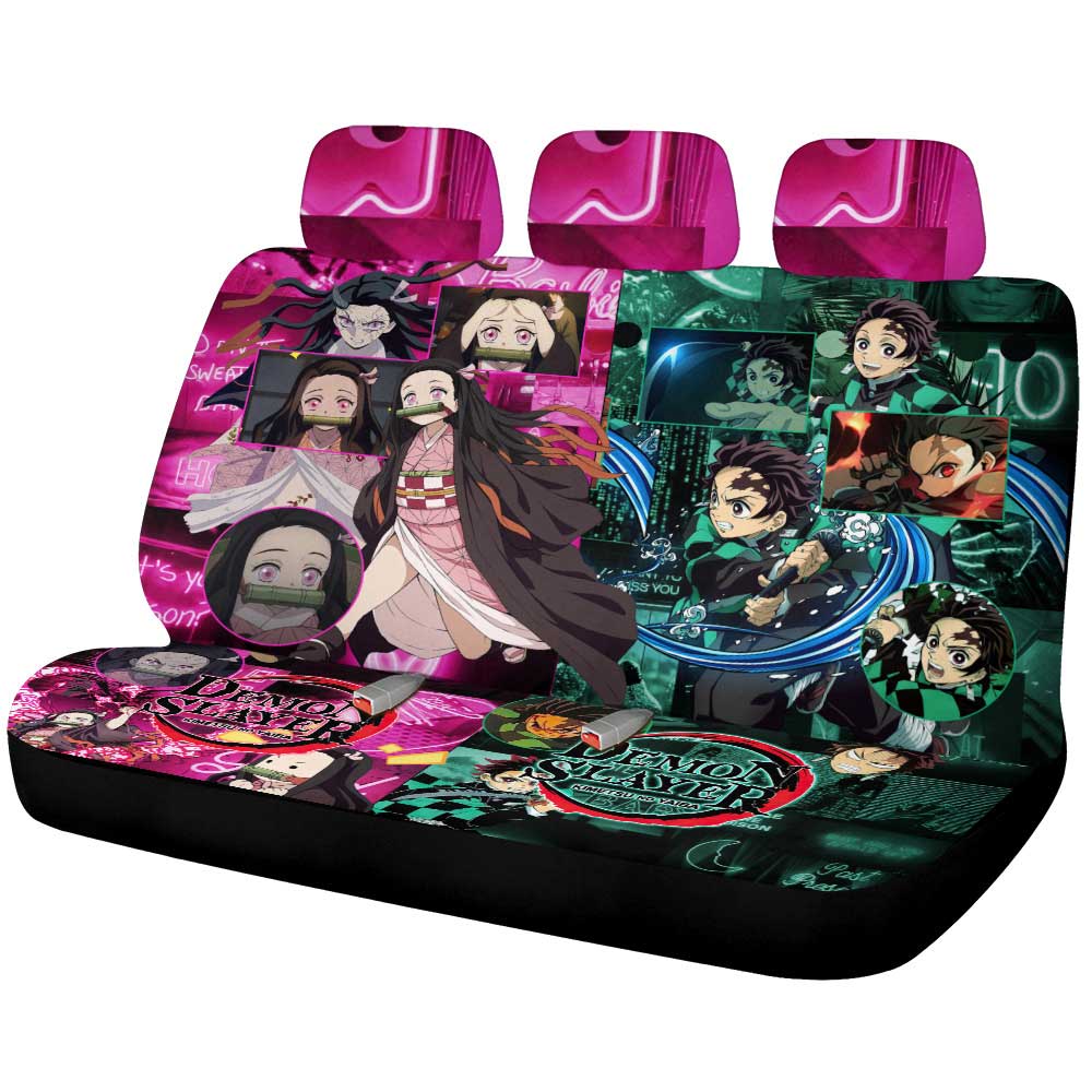 Tanjiro And Nezuko Car Back Seat Cover Custom - Gearcarcover - 1