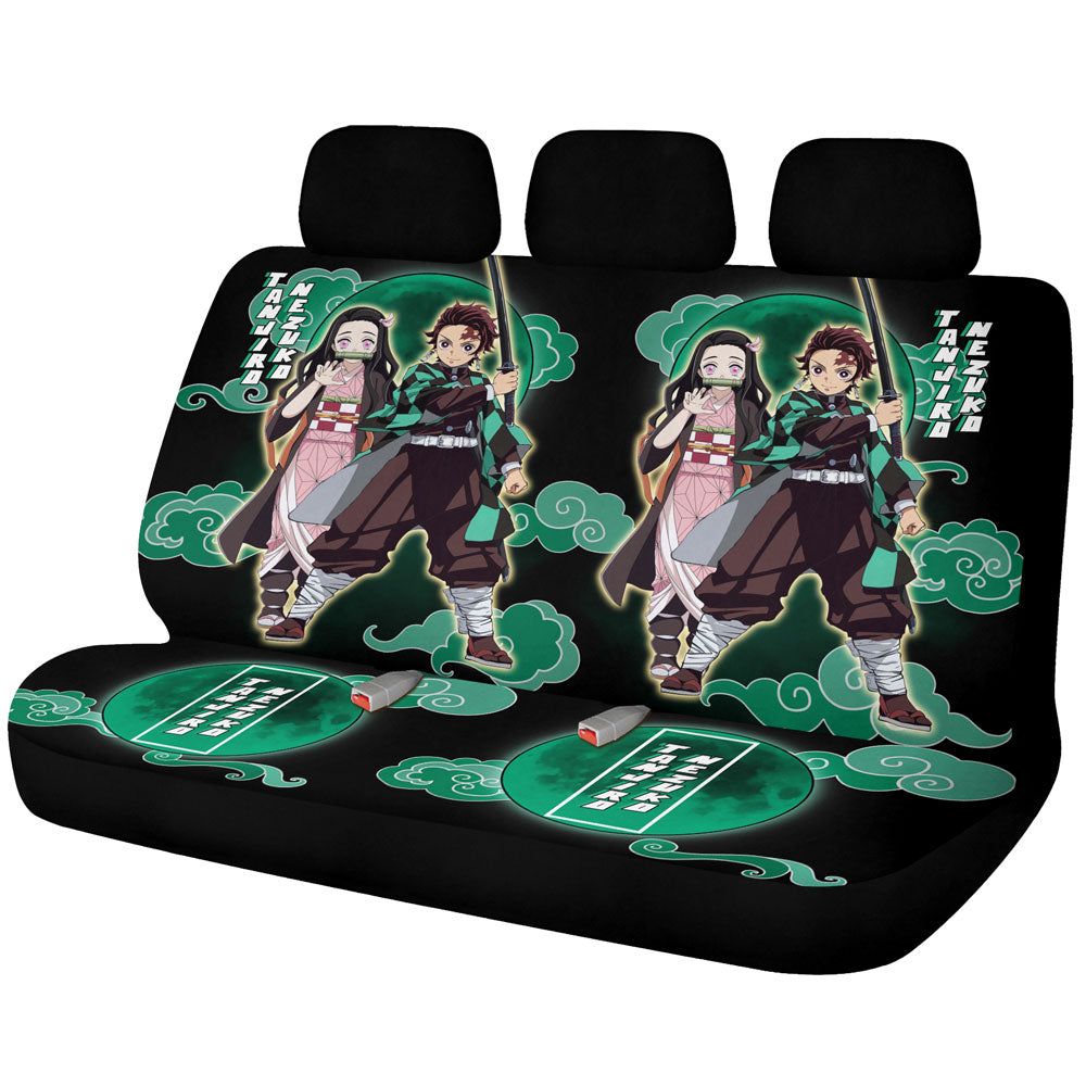 Tanjiro And Nezuko Car Back Seat Covers Custom For Fans - Gearcarcover - 1