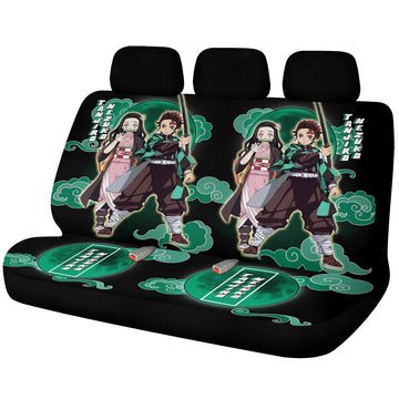 Tanjiro And Nezuko Car Back Seat Covers Custom For Fans - Gearcarcover - 1