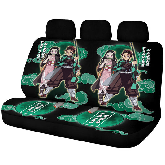 Tanjiro And Nezuko Car Back Seat Covers Custom For Fans - Gearcarcover - 1