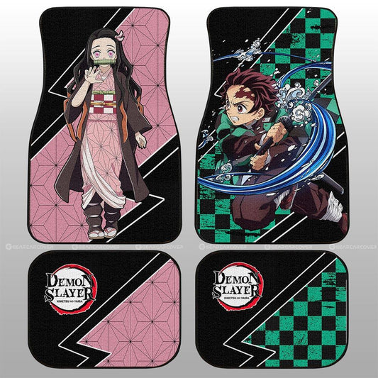 Tanjiro And Nezuko Car Floor Mats Custom Anime Demon Slayer Car Accessories - Gearcarcover - 1