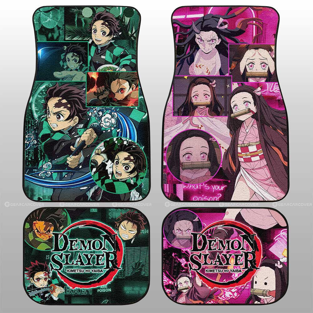 Tanjiro And Nezuko Car Floor Mats Custom Demon Slayer Anime - Gearcarcover - 1