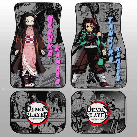Tanjiro And Nezuko Car Floor Mats Custom Mix Mangas - Gearcarcover - 1