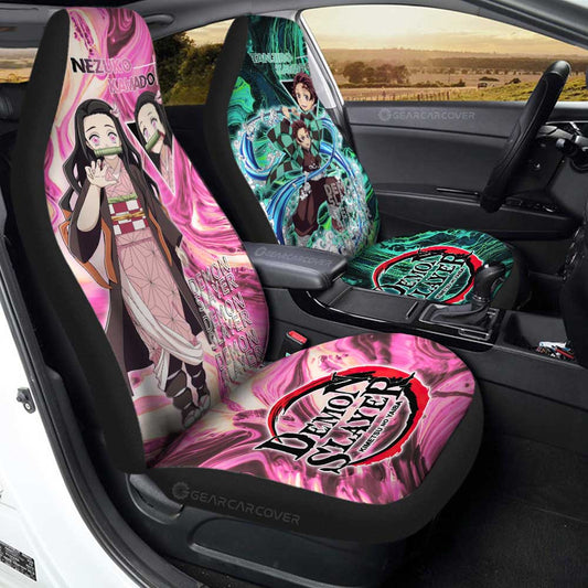Tanjiro And Nezuko Car Seat Covers Custom Demon Slayer Anime Car Accessories - Gearcarcover - 2