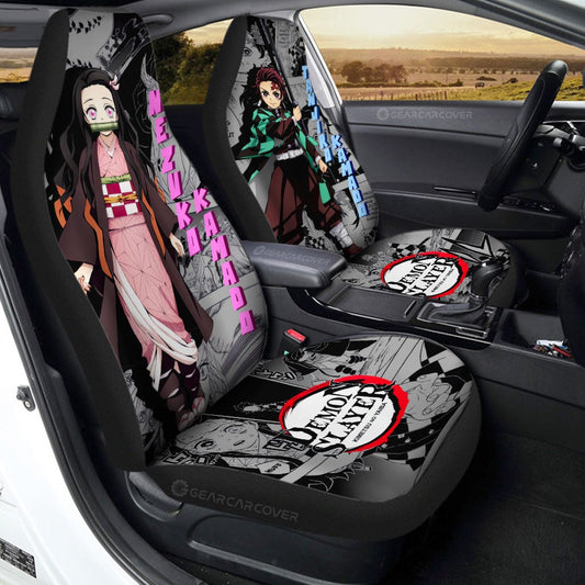 Tanjiro And Nezuko Car Seat Covers Custom Demon Slayer Anime Mix Mangas - Gearcarcover - 1