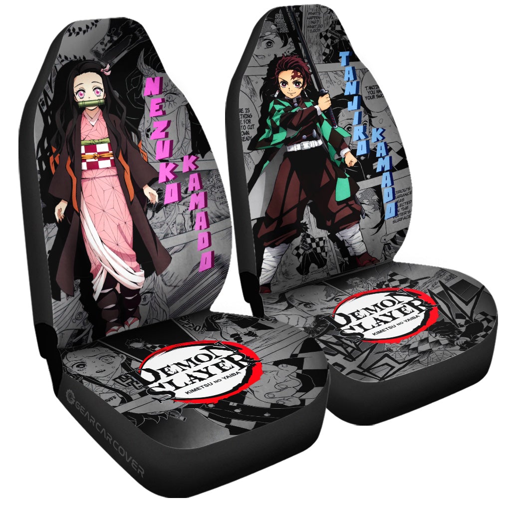 Tanjiro And Nezuko Car Seat Covers Custom Mix Mangas - Gearcarcover - 3