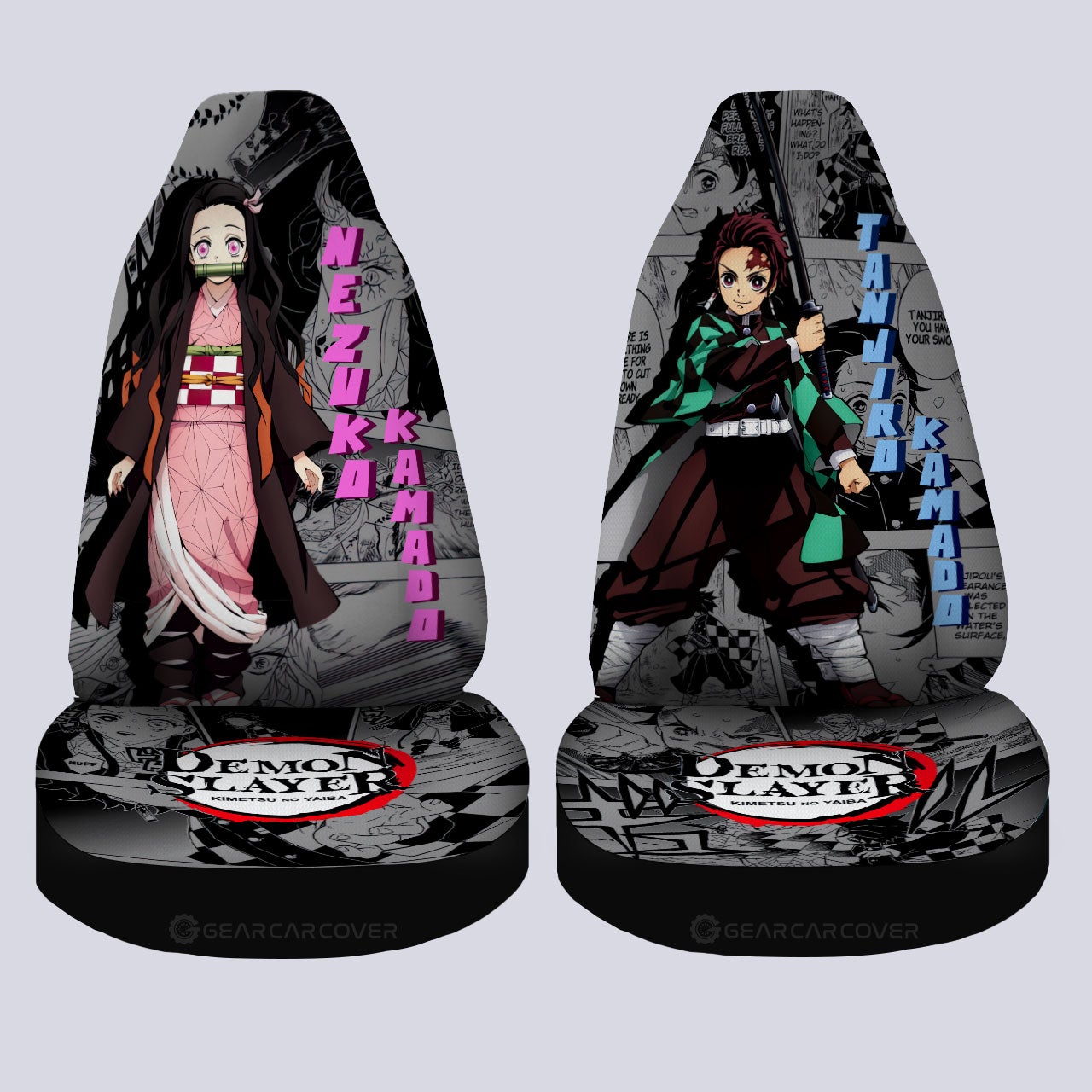 Tanjiro And Nezuko Car Seat Covers Custom Mix Mangas - Gearcarcover - 4