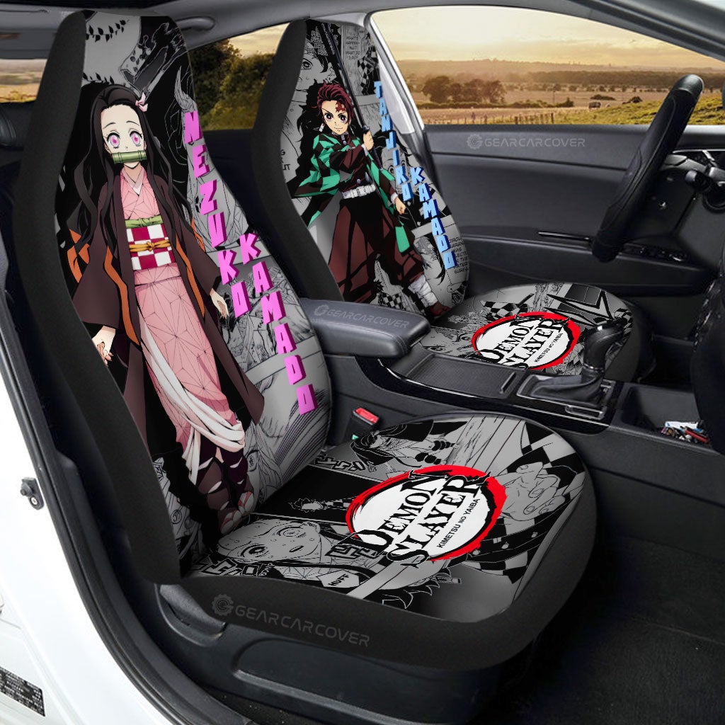 Tanjiro And Nezuko Car Seat Covers Custom Mix Mangas - Gearcarcover - 1