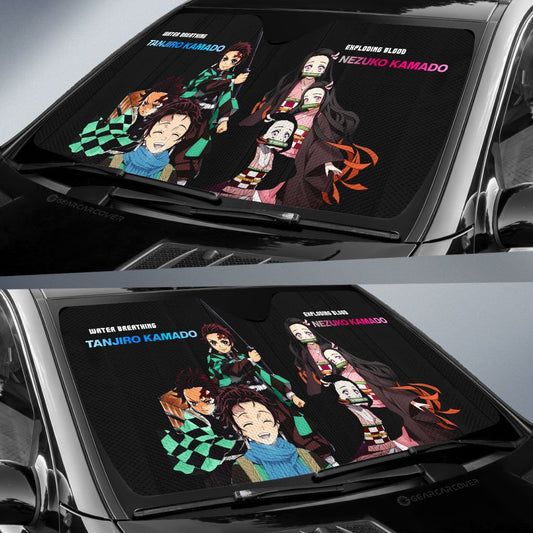 Tanjiro And Nezuko Car Sunshade Custom - Gearcarcover - 2