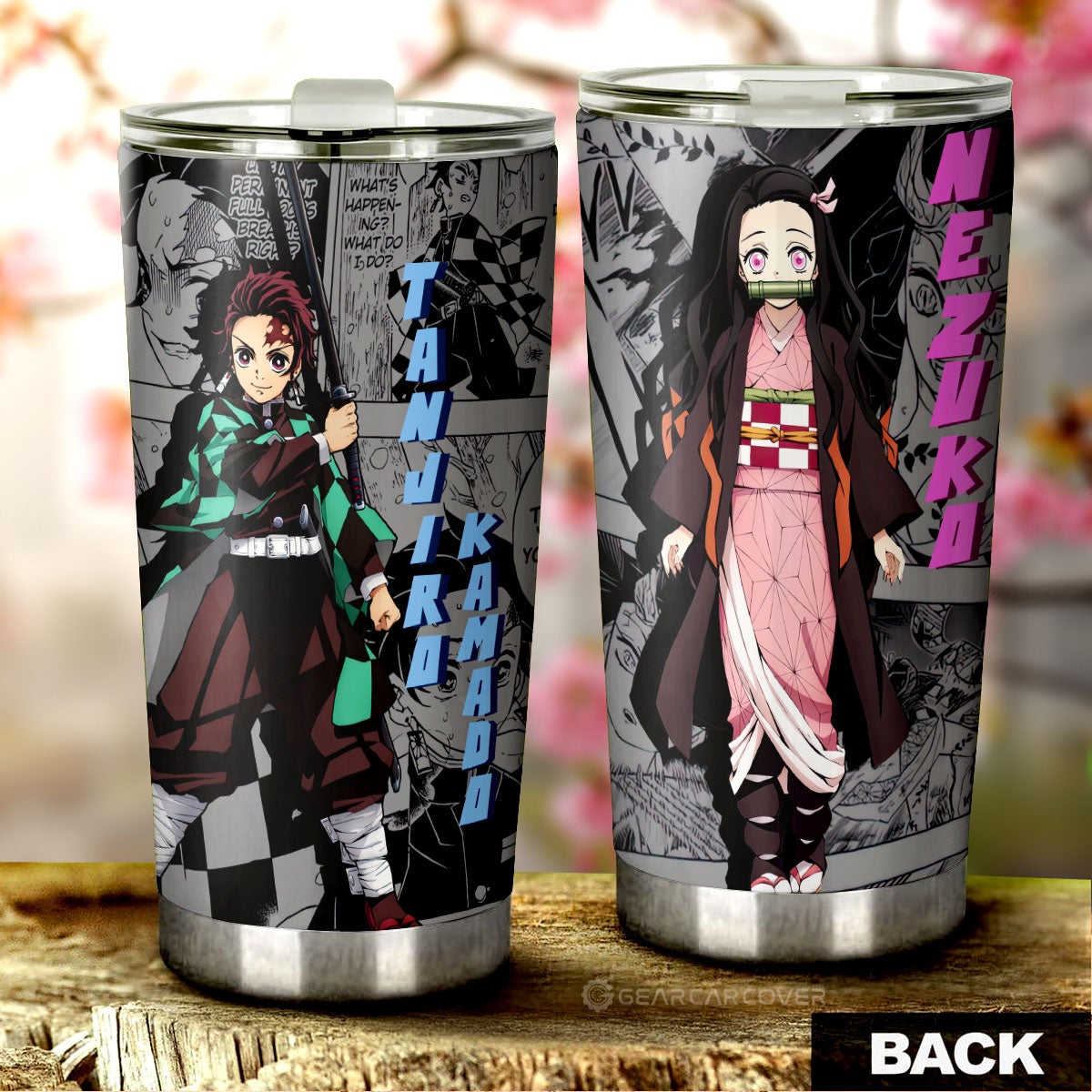 Tanjiro And Nezuko Tumbler Cup Custom Mix Mangas - Gearcarcover - 1