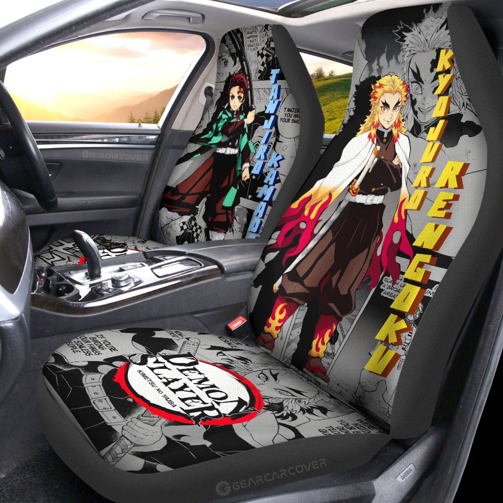 Tanjiro And Rengoku Car Seat Covers Custom Mix Mangas - Gearcarcover - 2