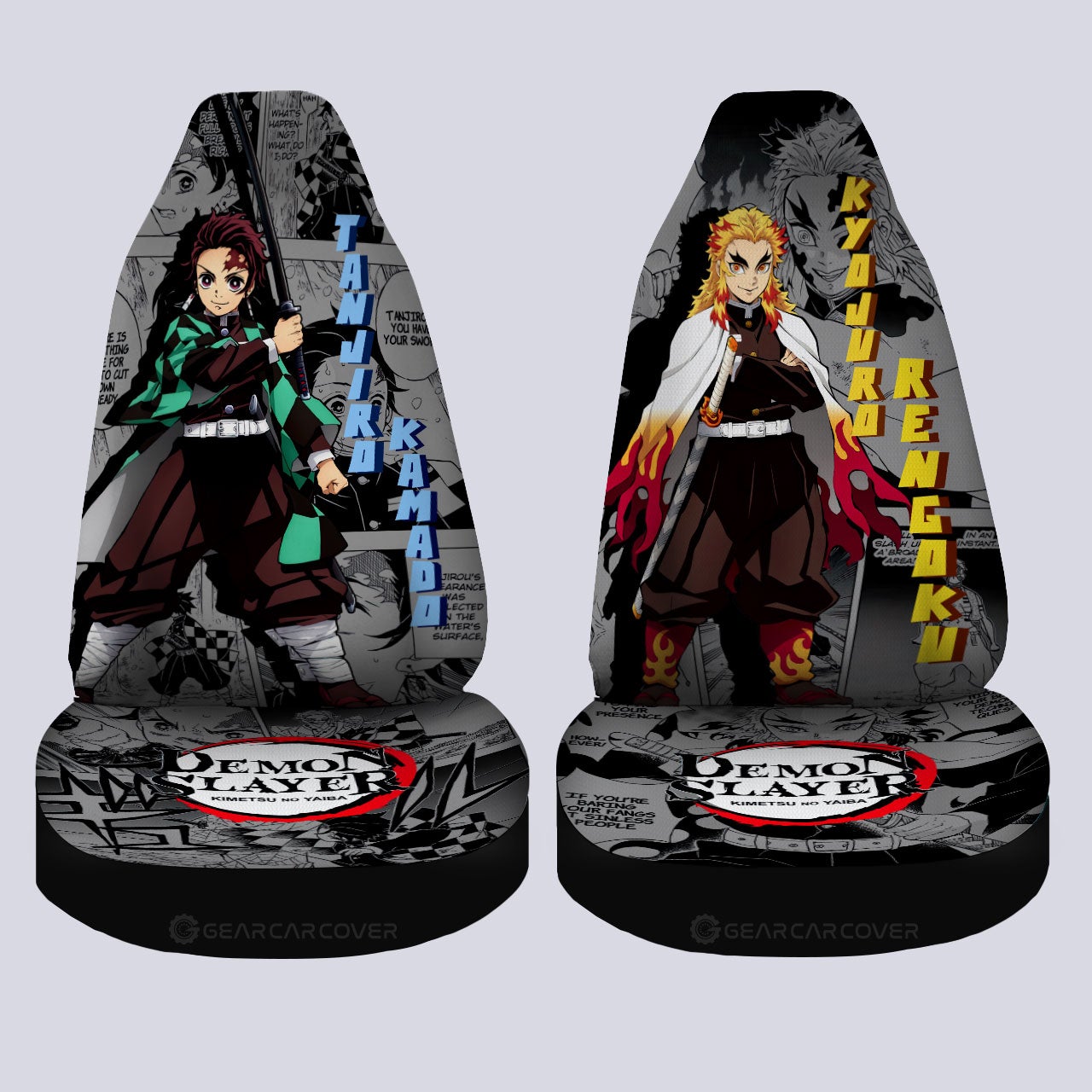 Tanjiro And Rengoku Car Seat Covers Custom Mix Mangas - Gearcarcover - 4