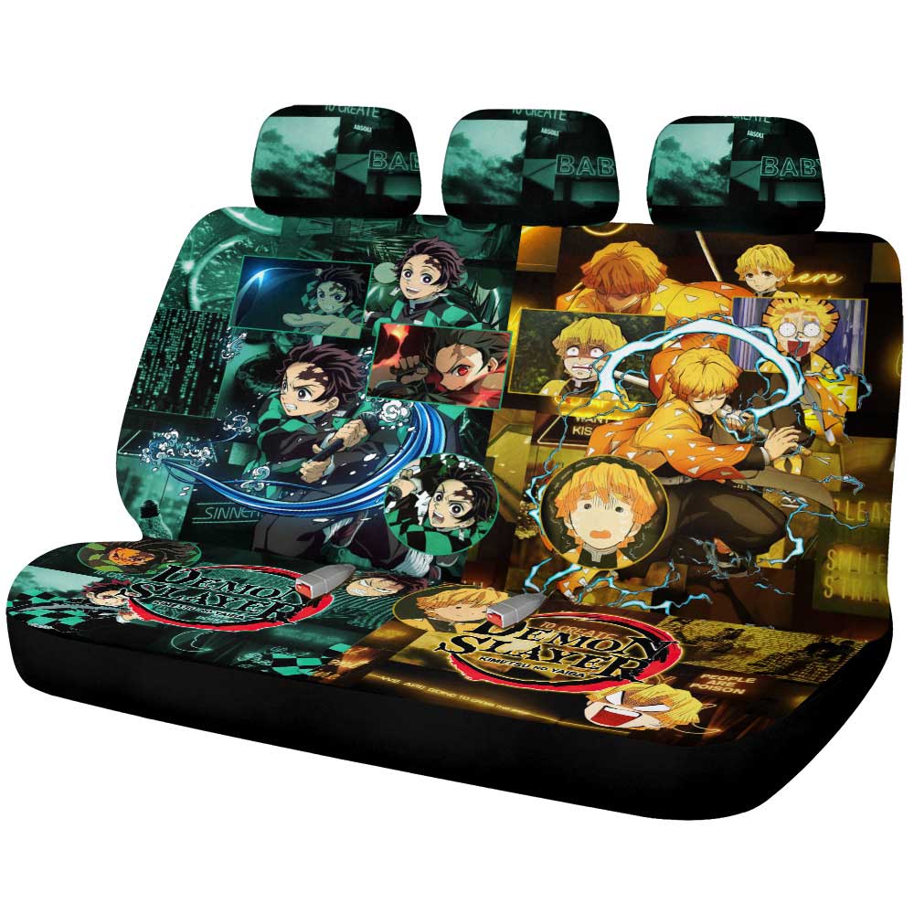 Tanjiro And Zenitsu Car Back Seat Cover Custom - Gearcarcover - 1