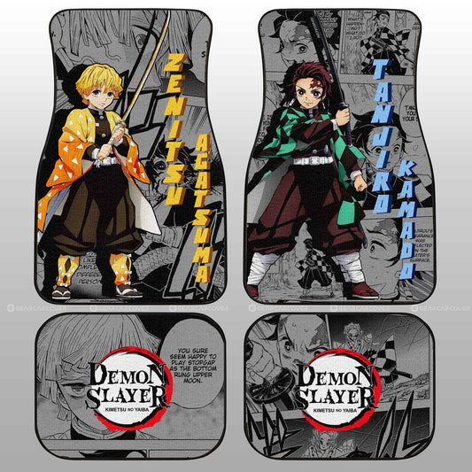 Tanjiro And Zenitsu Car Floor Mats Custom Mix Mangas - Gearcarcover - 1