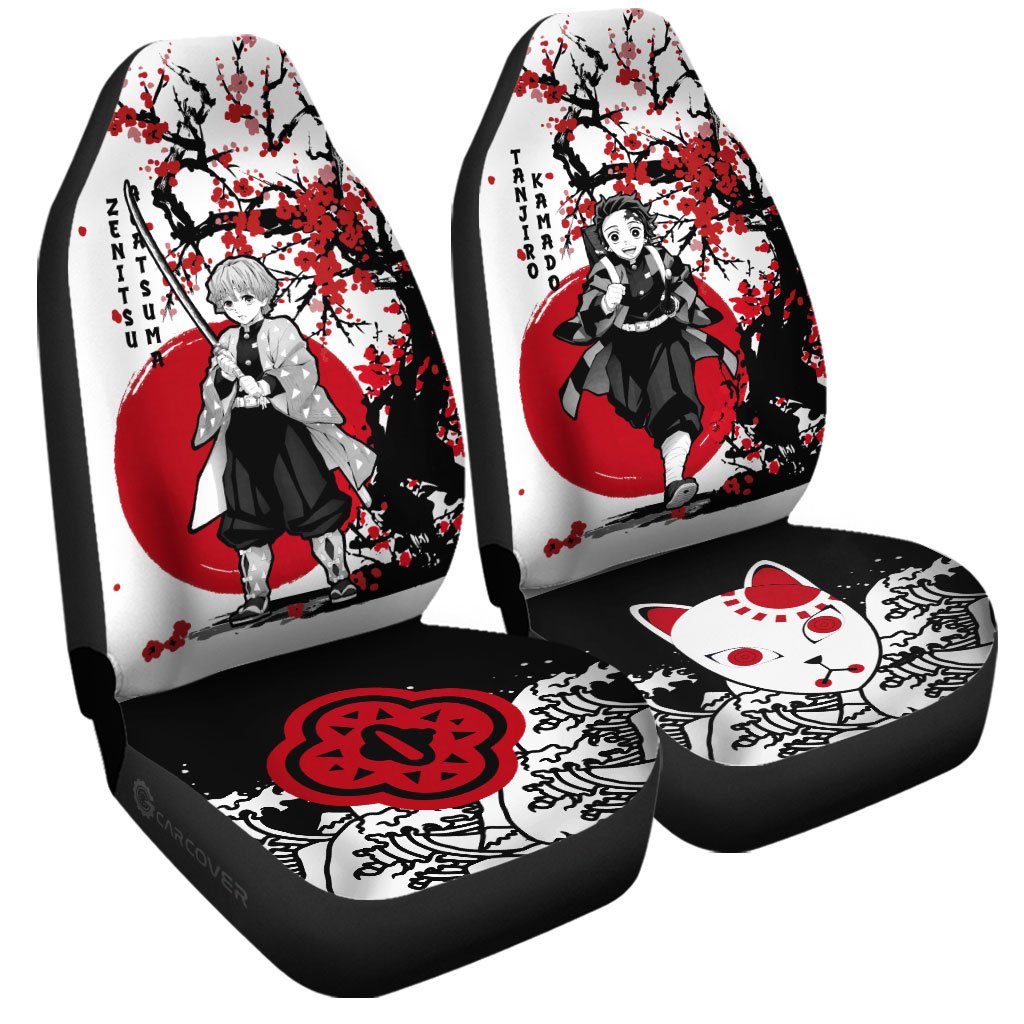 Tanjiro And Zenitsu Car Seat Covers Custom Japan Style Car Interior Accessories - Gearcarcover - 3