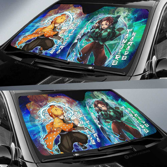 Tanjiro And Zenitsu Car Sunshade Custom Characters Car Accessories - Gearcarcover - 2