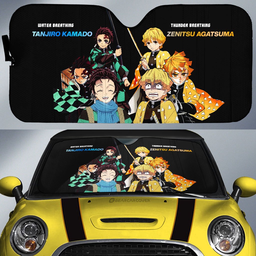 Tanjiro And Zenitsu Car Sunshade Custom - Gearcarcover - 1