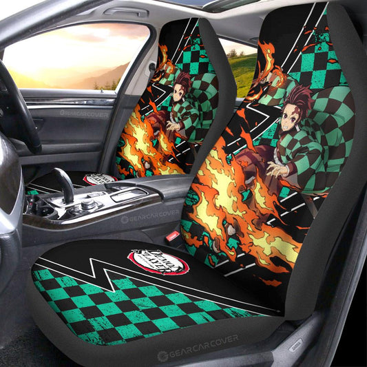 Tanjiro Car Seat Covers Custom Sun Breathing Skill Car Accessories - Gearcarcover - 2