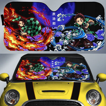 Tanjiro Car Sunshade Custom Sun And Water Breathing Skill Demon Slayer Anime Car Accessories - Gearcarcover - 1