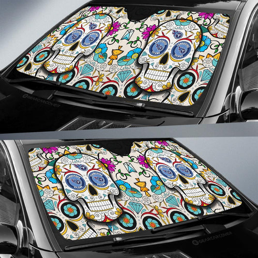 Tennessee Titans Car Sunshade Custom Sugar Skull Car Accessories - Gearcarcover - 2