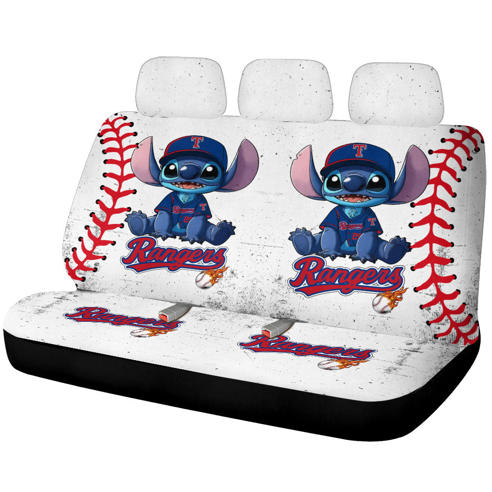 Texas Rangers Car Back Seat Covers Stitch Theme Collection - Gearcarcover - 1
