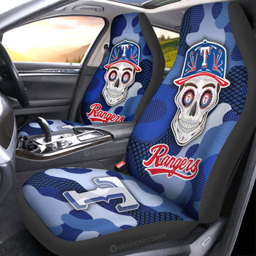 Texas Rangers Car Seat Covers Skull Theme Collection - Gearcarcover - 1