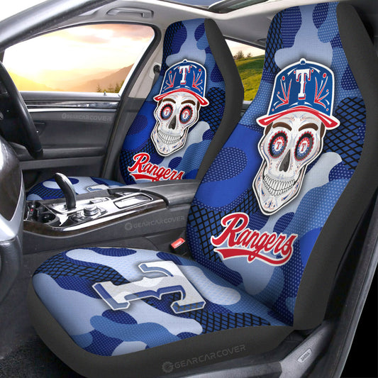 Texas Rangers Car Seat Covers Skull Theme Collection - Gearcarcover - 1