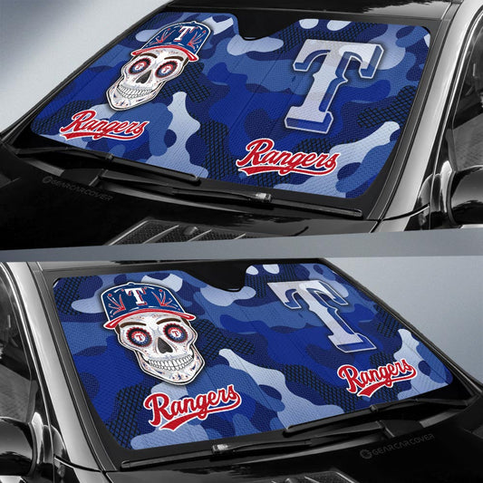 Texas Rangers Car Sunshade Skull Theme Collection - Gearcarcover - 2