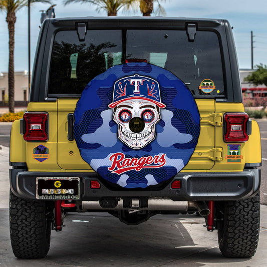 Texas Rangers Spare Tire Covers Camera Hole Skull Theme Collection - Gearcarcover - 2