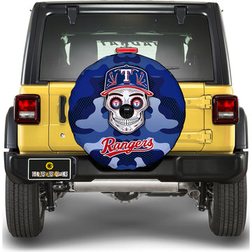 Texas Rangers Spare Tire Covers Camera Hole Skull Theme Collection - Gearcarcover - 1
