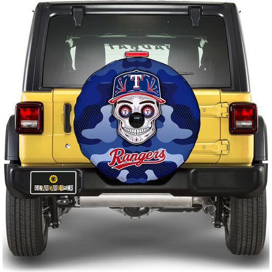 Texas Rangers Spare Tire Covers Camera Hole Skull Theme Collection - Gearcarcover - 1