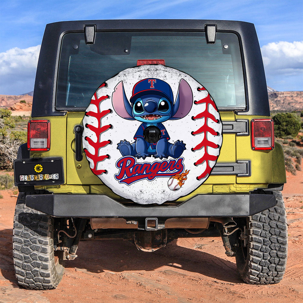 Texas Rangers Spare Tire Covers Camera Hole Stitch Theme Collection - Gearcarcover - 3