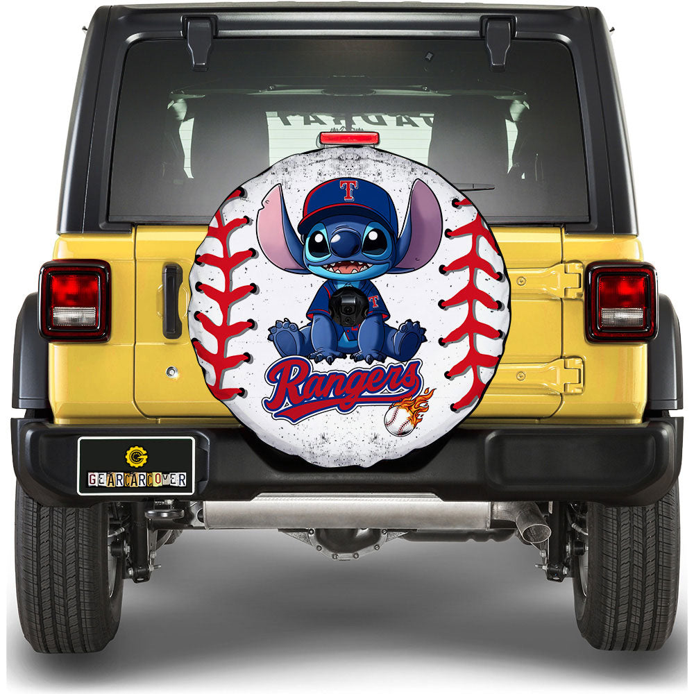 Texas Rangers Spare Tire Covers Camera Hole Stitch Theme Collection - Gearcarcover - 1