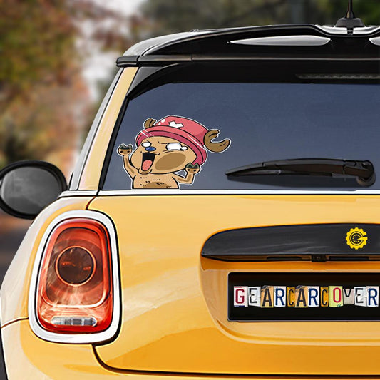 Tony Tony Chopper Hitting Glass Car Sticker Custom One Piece Anime Car Accessories For Anime Fans - Gearcarcover - 1