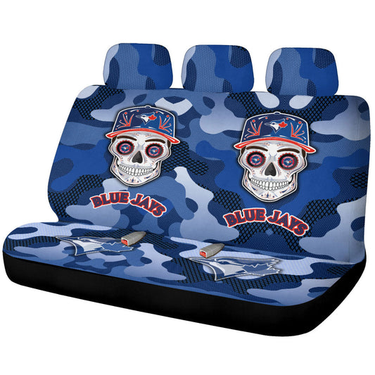Toronto Blue Jays Car Back Seat Covers Skull Theme Collection - Gearcarcover - 1