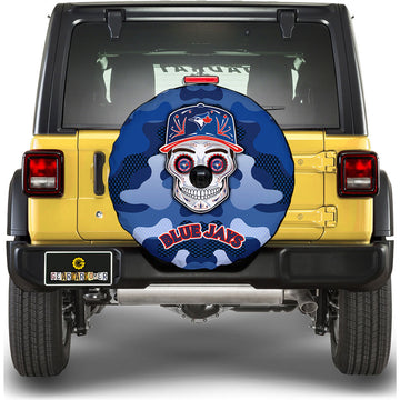 Toronto Blue Jays Spare Tire Covers Camera Hole Skull Theme Collection - Gearcarcover - 1