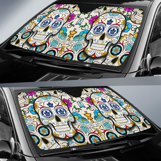 Toronto Maple Leafs Car Sunshade Custom Sugar Skull Car Accessories - Gearcarcover - 2