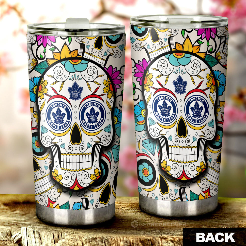 Toronto Maple Leafs Tumbler Cup Custom Sugar Skull Car Accessories - Gearcarcover - 2