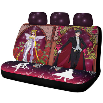 Tuxedo Mask And Sailor Moon Car Back Seat Covers Custom Sailor Moon Anime Car Accessories - Gearcarcover - 1