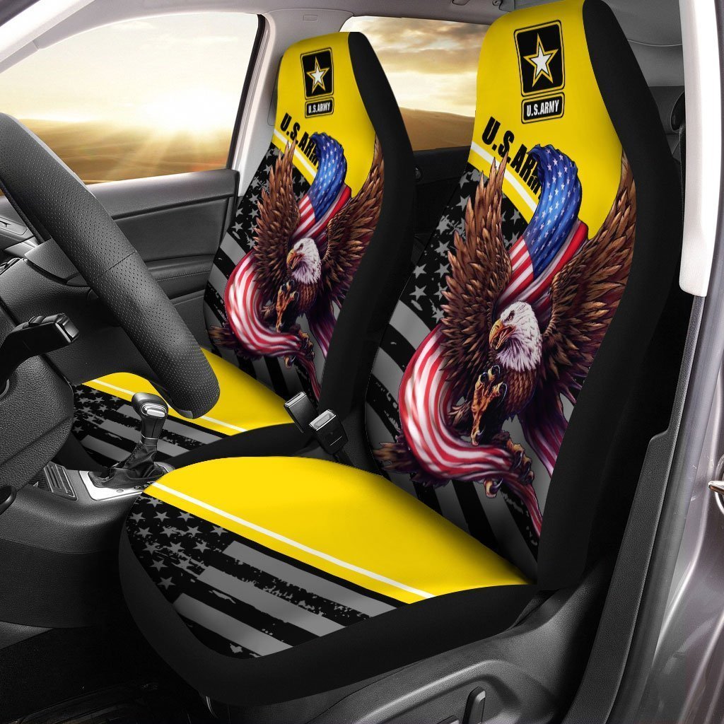 US Army Car Seat Cover Custom Bald Eagle US Flag Car Interior Accessories - Gearcarcover - 2
