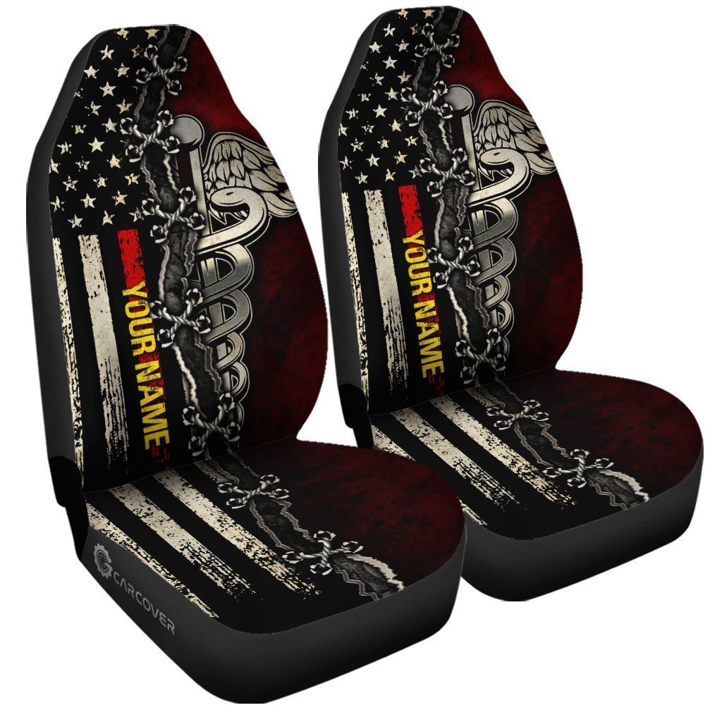US Flag Nurse Car Seat Covers Custom Name Nurse Car Accessories - Gearcarcover - 2
