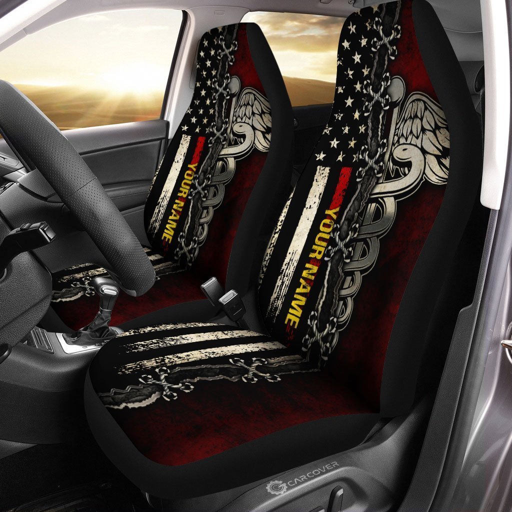 US Flag Nurse Car Seat Covers Custom Name Nurse Car Accessories - Gearcarcover - 4