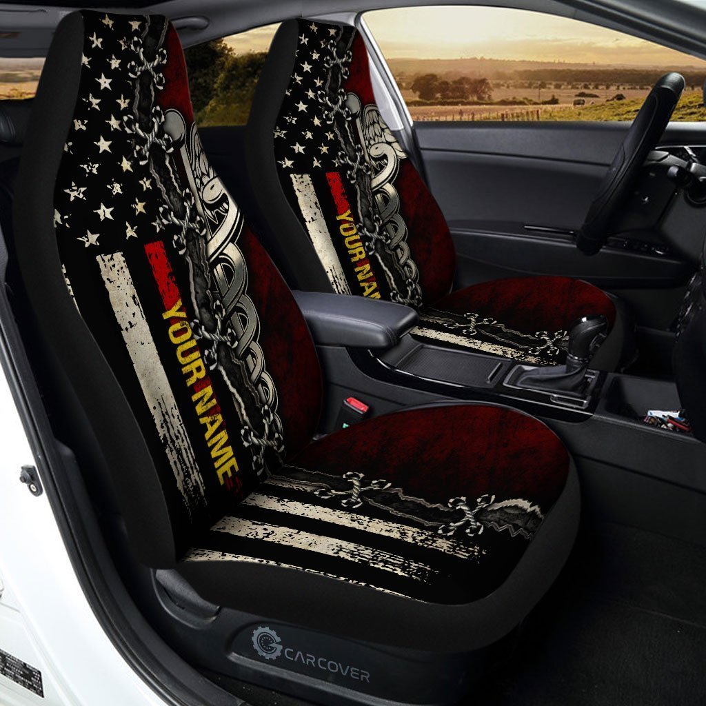 US Flag Nurse Car Seat Covers Custom Name Nurse Car Accessories - Gearcarcover - 1