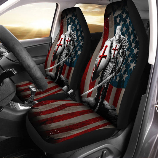 US Flag Templar Knight Car Seat Covers Car Interior Accessories - Gearcarcover - 2