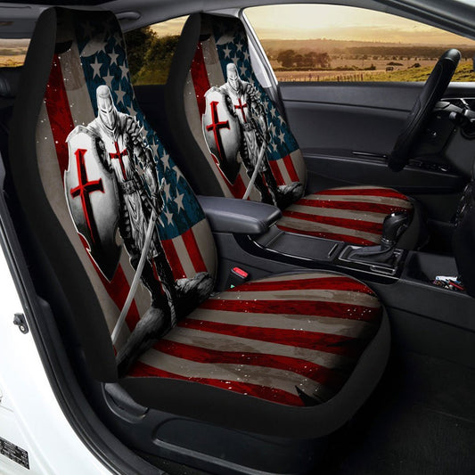 US Flag Templar Knight Car Seat Covers Car Interior Accessories - Gearcarcover - 1