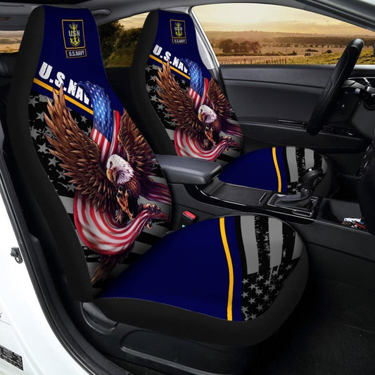 US Navy Car Seat Cover Custom Bald Eagle US Flag Car Interior Accessories - Gearcarcover - 1