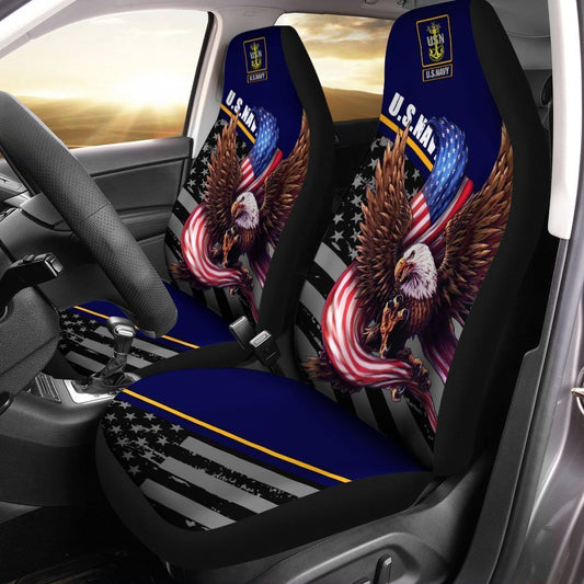 US Navy Car Seat Cover Custom Bald Eagle US Flag Car Interior Custom Accessories - Gearcarcover - 2