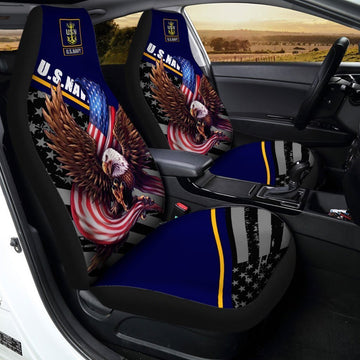 US Navy Car Seat Cover Custom Bald Eagle US Flag Car Interior Custom Accessories - Gearcarcover - 1