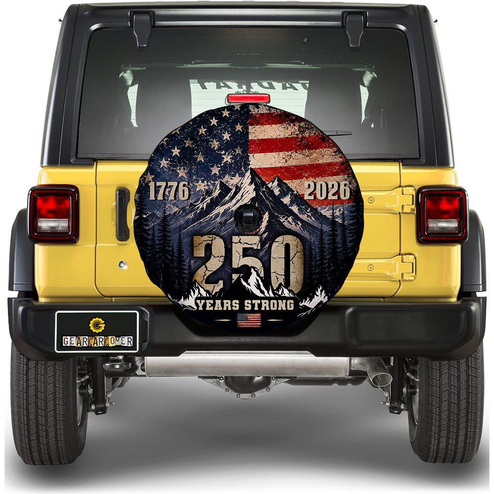 USA 250 Years Strong Spare Tire Cover With Camera Hole - Gearcarcover - 2