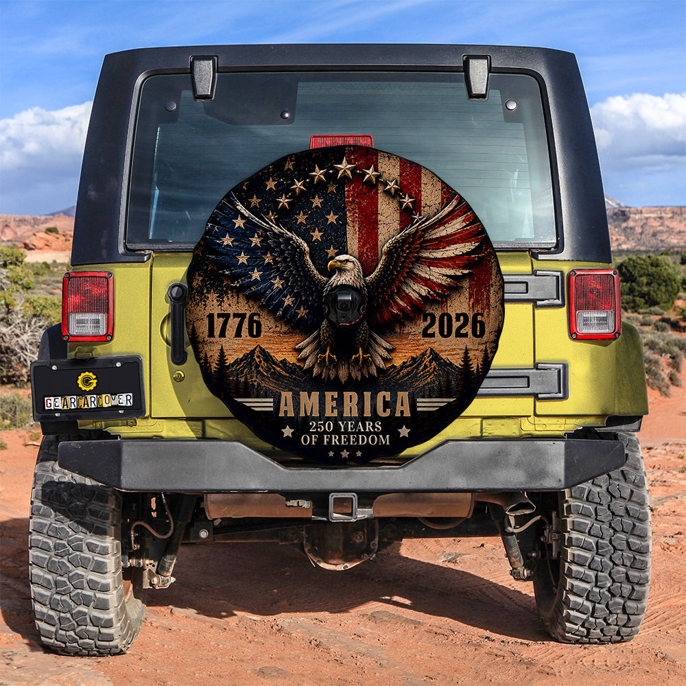 USA 250 Years of Freedom Spare Tire Cover With Camera Hole - Gearcarcover - 3